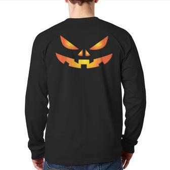 Creepy Jack O Lantern Face Pumpkin Halloween Costume Back Print Long Sleeve T-shirt - Thegiftio UK