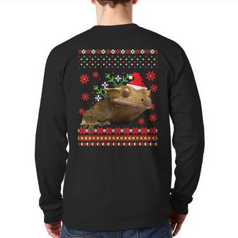 Crested Gecko Ugly Christmas Sweater Back Print Long Sleeve T-shirt | Mazezy
