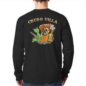Crudo Villa Mexican Revolutionary Leader Francisco Villa Back Print Long Sleeve T-shirt | Mazezy