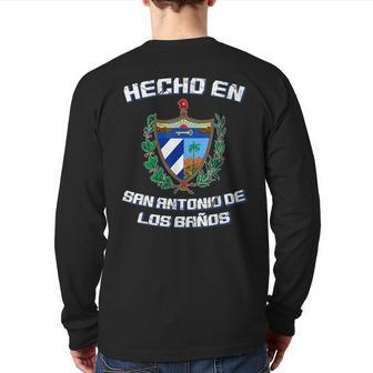 Cuban Hecho En San Antonio De Los Banos Cuba Camisa Back Print Long Sleeve T-shirt | Mazezy