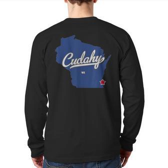 Cudahy Wisconsin Wi Map Back Print Long Sleeve T-shirt | Mazezy