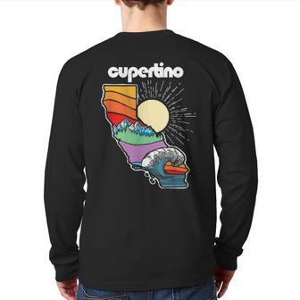 Cupertino California Outdoors Retro Nature Graphic Back Print Long Sleeve T-shirt | Mazezy