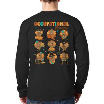Cute Turkey Occupational Therapy Ot Therapist Thanksgiving Back Print Long Sleeve T-shirt - Monsterry