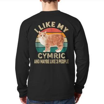 I Like My Cymric Cat Retro Vintage Cats Lovers Back Print Long Sleeve T-shirt | Mazezy