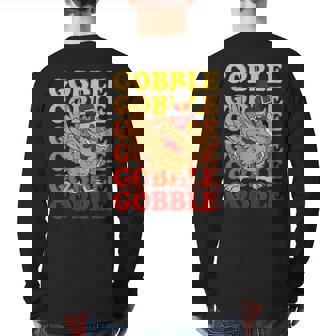 Dab Dance Gobble Turkey Thanksgiving Thankful Boys Back Print Long Sleeve T-shirt | Mazezy
