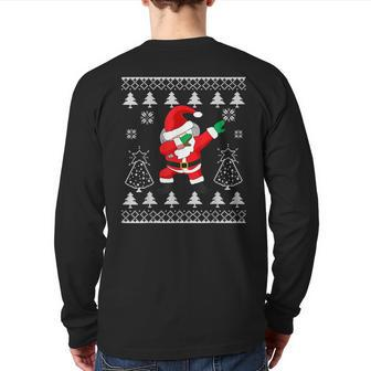 Dabbing Santa Santa Ugly Christmas Sweater Back Print Long Sleeve T-shirt - Monsterry