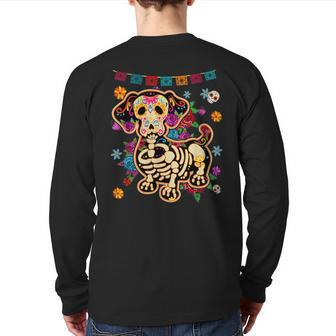 Dachshund Dia De Los Muertos Day Of Dead Dog Sugar Skull Back Print Long Sleeve T-shirt - Monsterry AU