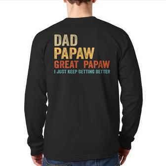Dad Papaw Great Papaw Dad Grandpa Back Print Long Sleeve T-shirt - Thegiftio UK