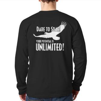 Dare To Soar Your Potential Is Unlimited Eagle Back Print Long Sleeve T-shirt | Mazezy