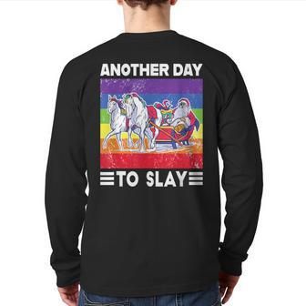 Another Day To Slay Pride Gay Christmas Sweater Flag Back Print Long Sleeve T-shirt - Thegiftio UK