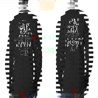 Dear Santa She Is The Naughty One Matching Couple Back Print Long Sleeve T-shirt - Monsterry
