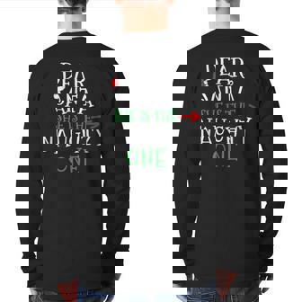 Dear Santa She Is The Naughty One Matching Couple Back Print Long Sleeve T-shirt - Monsterry