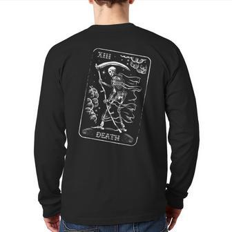 Death Tarot Card W Reaper Skeleton Reading Profound Change Back Print Long Sleeve T-shirt | Mazezy