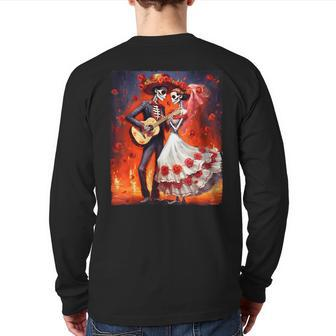 Dia De Los Muertos Skeletons Dancing Mexican Day Of The Dead Back Print Long Sleeve T-shirt - Seseable