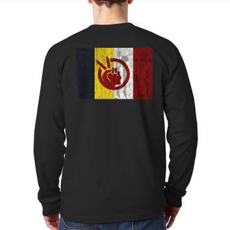 Distressed American Indian Movement Back Print Long Sleeve T-shirt | Mazezy