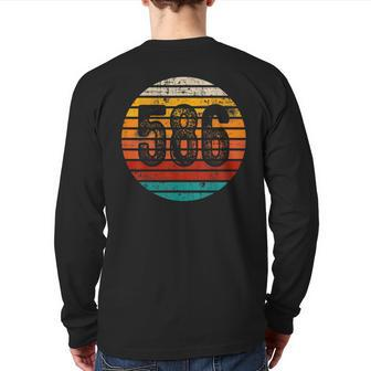 Distressed Vintage Sunset 586 Area Code Back Print Long Sleeve T-shirt | Mazezy
