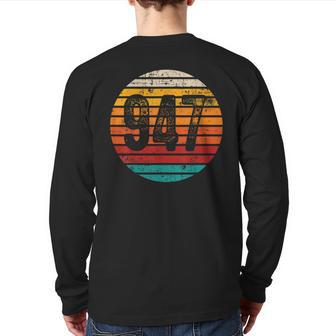 Distressed Vintage Sunset 947 Area Code Back Print Long Sleeve T-shirt | Mazezy