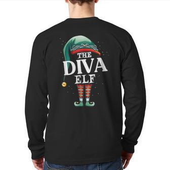Diva Elf Christmas Group Xmas Pajama Party Back Print Long Sleeve T-shirt - Monsterry