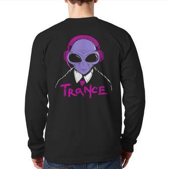 Dj Headphones Disco Party Trance Music Back Print Long Sleeve T-shirt | Mazezy