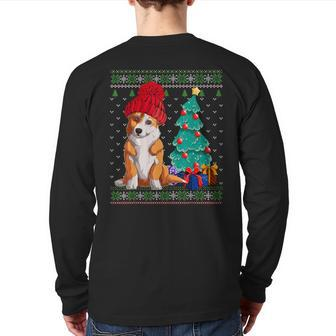 Dog Lovers Cute Welsh Corgi Santa Hat Ugly Christmas Sweater Back Print Long Sleeve T-shirt - Monsterry
