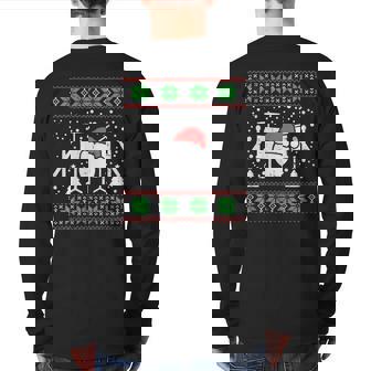Drums Ugly Christmas Sweater Music Band Xmas Drummer Pj Back Print Long Sleeve T-shirt | Mazezy