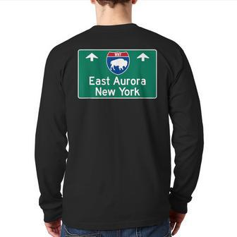 East Aurora New York Buffalo Ny Highway Traffic Sign Back Print Long Sleeve T-shirt | Mazezy