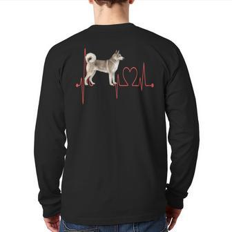 East Siberian Laika Dog Heartbeat Ekg My Dogs Are My Cardio Back Print Long Sleeve T-shirt | Mazezy
