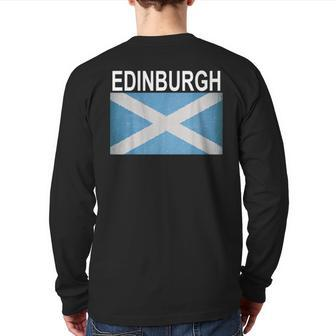 Edinburg Scotland Flag Artistic City Back Print Long Sleeve T-shirt | Mazezy