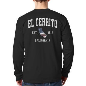 El Cerrito California Ca Vintage American Flag Sports Back Print Long Sleeve T-shirt | Mazezy