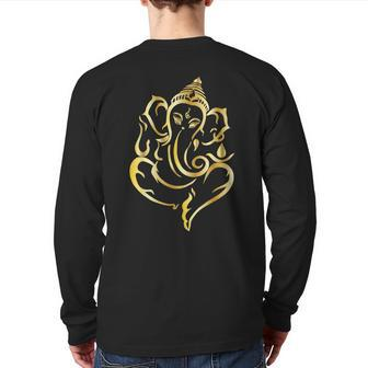 Elegant Lord Ganesha Hindu Indian God Spiritual Elephant Back Print Long Sleeve T-shirt | Mazezy