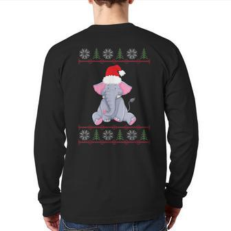 Elephant Ugly Sweater Christmas Back Print Long Sleeve T-shirt - Monsterry AU
