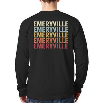 Emeryville California Emeryville Ca Retro Vintage Text Back Print Long Sleeve T-shirt | Mazezy