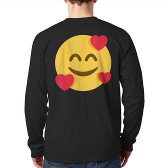 Emoticon Smiling Face With Hearts Back Print Long Sleeve T-shirt - Monsterry DE