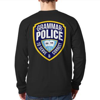 English Grammar Police Sarcasm Quotes Literary Back Print Long Sleeve T-shirt | Mazezy