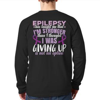 Epilepsy Warrior Purple Ribbon Epilepsy Awareness Back Print Long Sleeve T-shirt - Monsterry