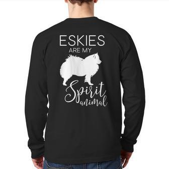 Eskie American Eskimo Dog Spirit Animal J000267 Back Print Long Sleeve T-shirt | Mazezy