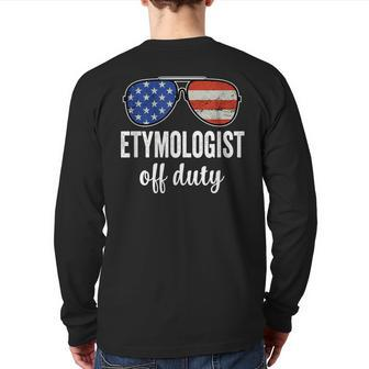 Etymologist Off Duty American Flag Sunglasses Back Print Long Sleeve T-shirt | Mazezy