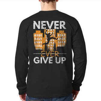Never Ever Give Up Parcour Jumper Freestyle Parkour Back Print Long Sleeve T-shirt | Mazezy