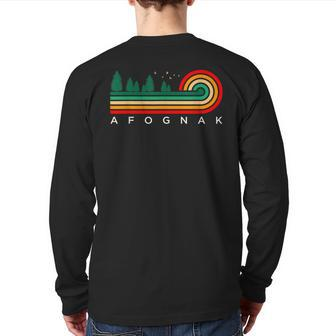Evergreen Vintage Stripes Afognak Alaska Back Print Long Sleeve T-shirt | Mazezy