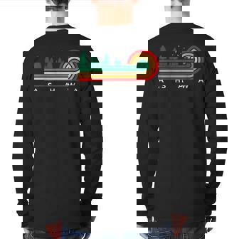 Evergreen Vintage Stripes Ashawa Iowa Back Print Long Sleeve T-shirt | Mazezy