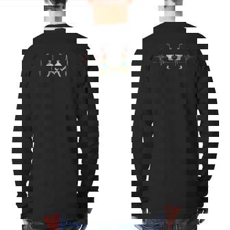 Exhibition Drill Heartbeat Retro Ecg Ekg Back Print Long Sleeve T-shirt | Mazezy