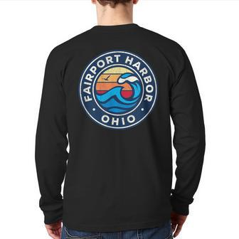 Fairport Harbor Ohio Oh Vintage Nautical Waves Back Print Long Sleeve T-shirt | Mazezy