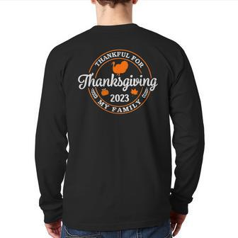Family Thanksgiving 2023 Thankful For My Tribe Group Autumn Back Print Long Sleeve T-shirt - Thegiftio UK