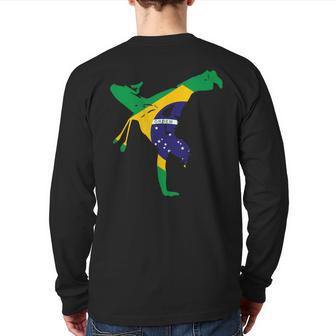 Flag Of Brazil Capoeira Back Print Long Sleeve T-shirt | Mazezy