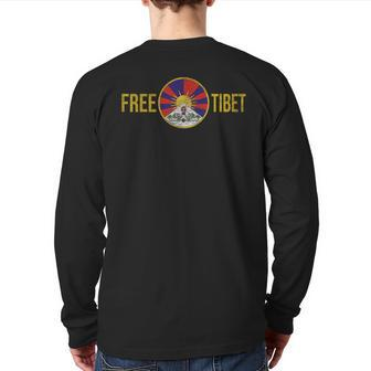 Free Tibet Tibetan Flag Emblem Restore The Dalai Lama Back Print Long Sleeve T-shirt | Mazezy