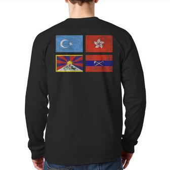 Free Tibet Uyghurs Hong Kong Inner Mongolia China Flag Back Print Long Sleeve T-shirt | Mazezy