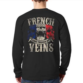 French Blood Runs Through My Veins Back Print Long Sleeve T-shirt - Seseable