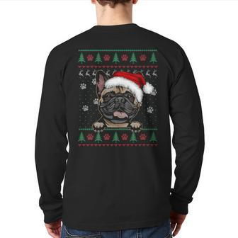 French Bulldog Christmas Ugly Sweater Dog Lover Xmas Back Print Long Sleeve T-shirt - Monsterry AU