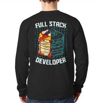 Full Stack Developer Pancake Web Coder Programmer Back Print Long Sleeve T-shirt | Mazezy