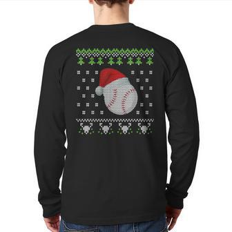 Baseball Ugly Christmas Sweater Boys Fun Xmas Back Print Long Sleeve T-shirt | Mazezy